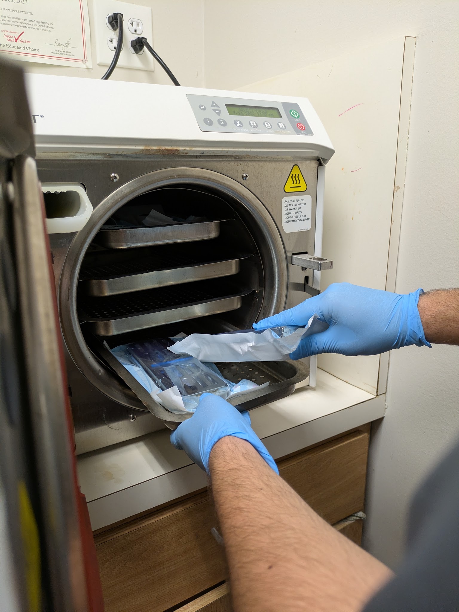 Instruments coming out of the sterilizer
